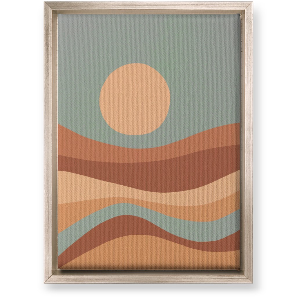 Tropical Seaside Sunrise With Waves - Blue and Orange Wall Art, Metallic, Single piece, Canvas, 10x14, Multicolor