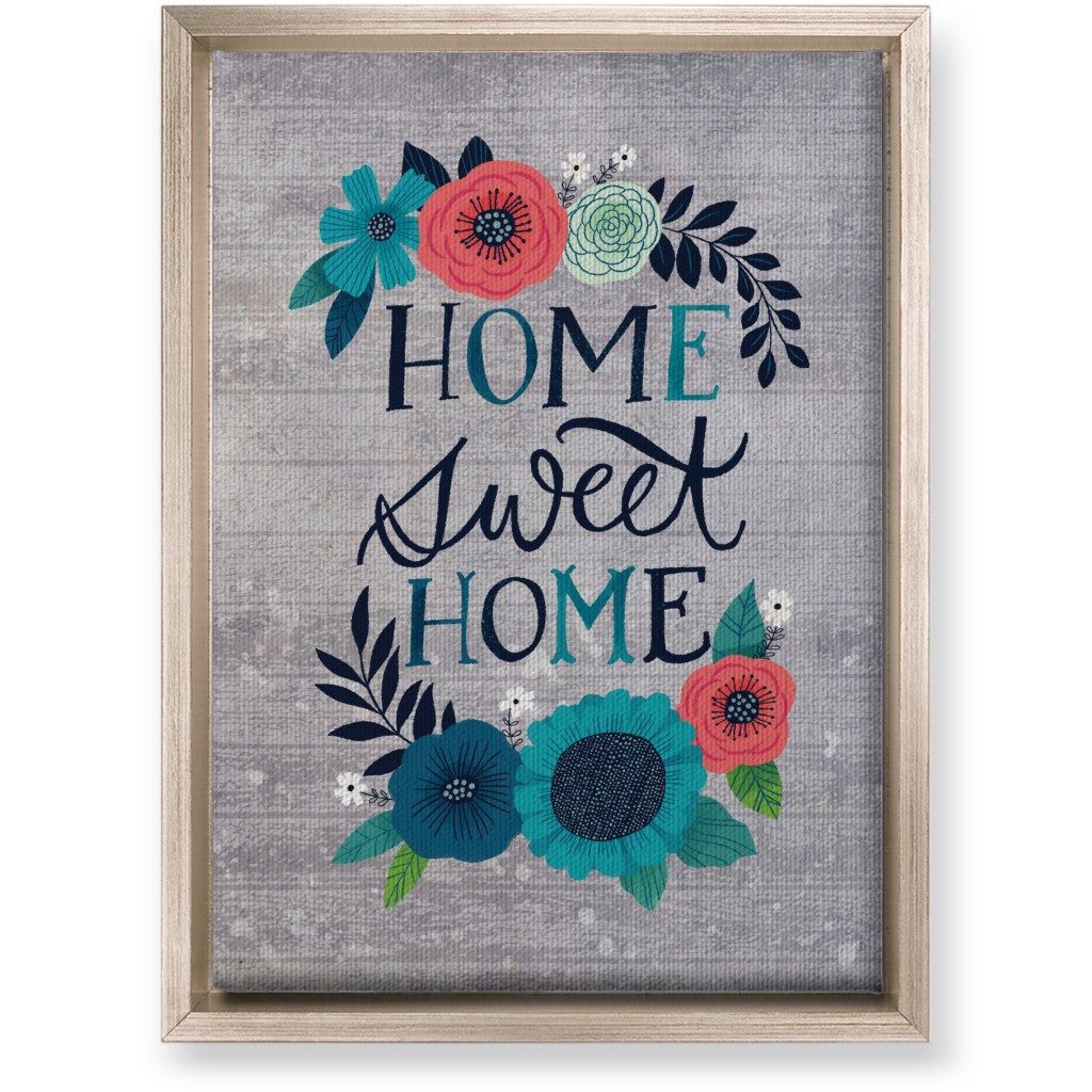 Home Sweet Home - Gray Wall Art, Metallic, Single piece, Canvas, 10x14, Gray