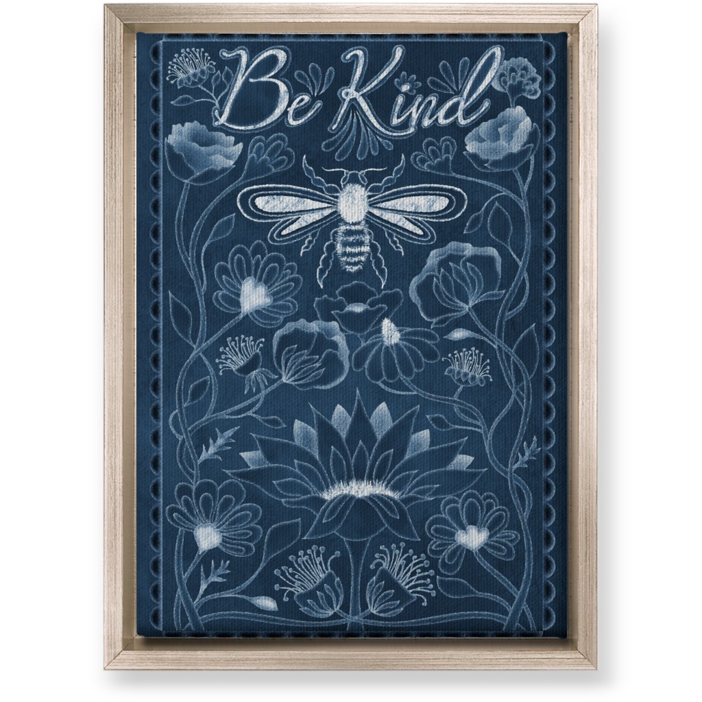 Be Kind Floral Wall Art, Metallic, Single piece, Canvas, 10x14, Blue