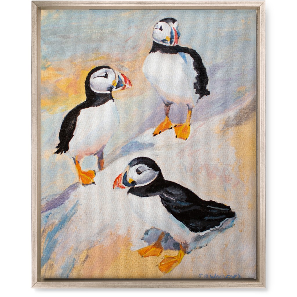 Puffins, Penguins - Multi Wall Art, Metallic, Single piece, Canvas, 16x20, Multicolor