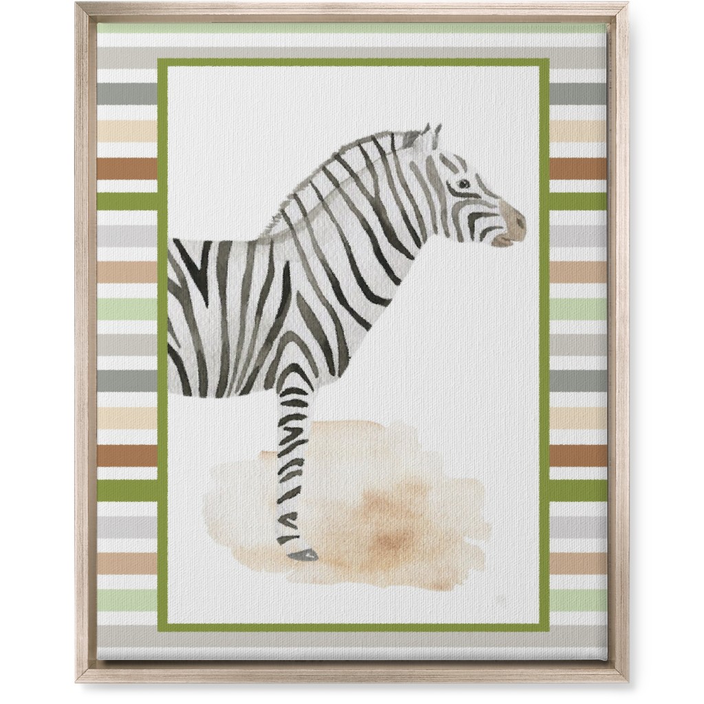 Jungle Safari Animals and Stripes - Zebra Wall Art, Metallic, Single piece, Canvas, 16x20, Multicolor