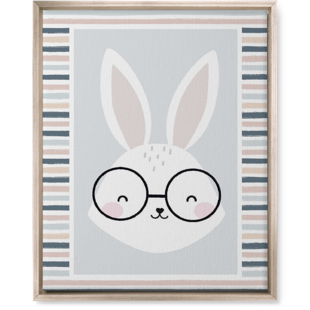 Spring Baby Boy Bunny - Neutral Soft Palette Wall Art, Metallic, Single piece, Canvas, 16x20, Blue, True Blue