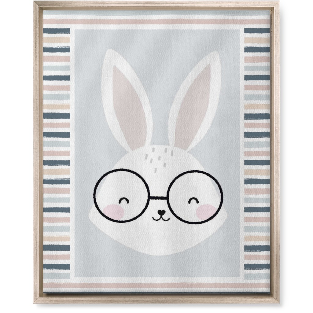 Spring Baby Boy Bunny - Neutral Soft Palette Wall Art, Metallic, Single piece, Canvas, 16x20, Blue