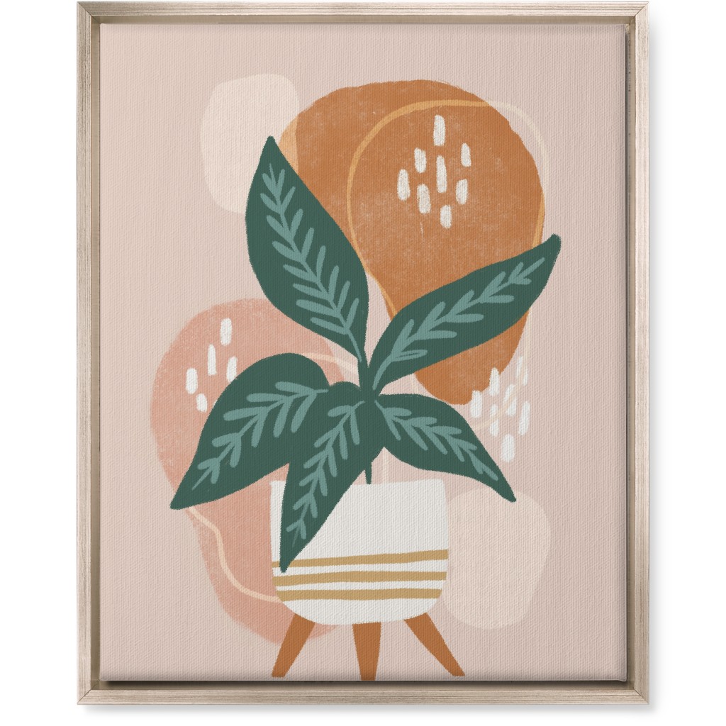 House Plant on Blush Wall Art, Metallic, Single piece, Canvas, 16x20, Pink