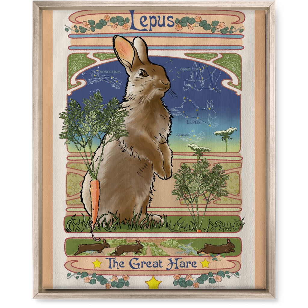 Art Nouveau Hare Wall Art, Metallic, Single piece, Canvas, 16x20, Brown
