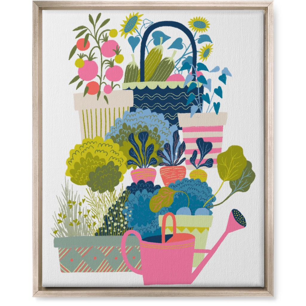 Growing Herbs and Flower Gardens - Multi Wall Art, Metallic, Single piece, Canvas, 16x20, Multicolor