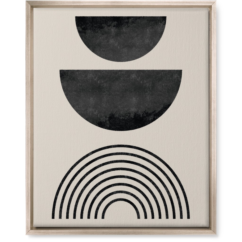 Minimal Geometric and Rainbow - Neutral Wall Art, Metallic, Single piece, Canvas, 16x20, Beige