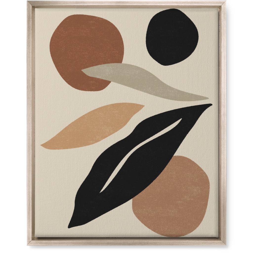 Abstract Shape and Leaf Collage - Neutral Wall Art, Metallic, Single piece, Canvas, 16x20, Beige