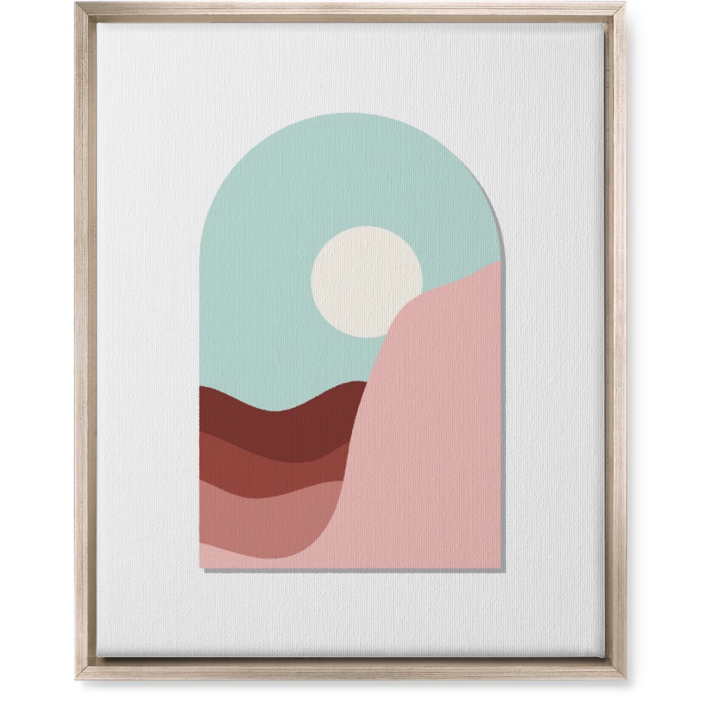 Abstract Desert Landscape in Window Daylight Wall Art, Metallic, Single piece, Canvas, 16x20, Multicolor, Silver Lining