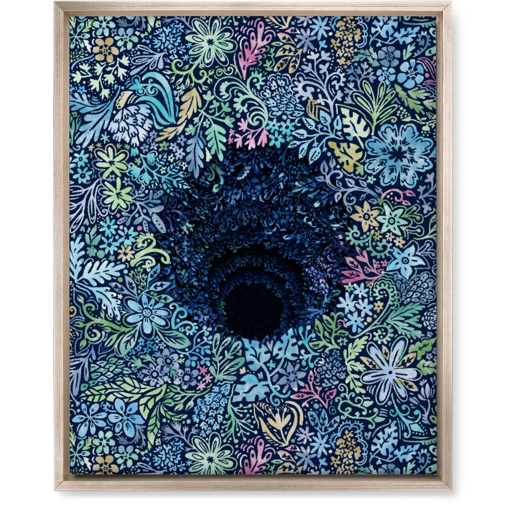 Deep Down Colorful Floral Abstract Wall Art, Metallic, Single piece, Canvas, 16x20, Blue, Oasis