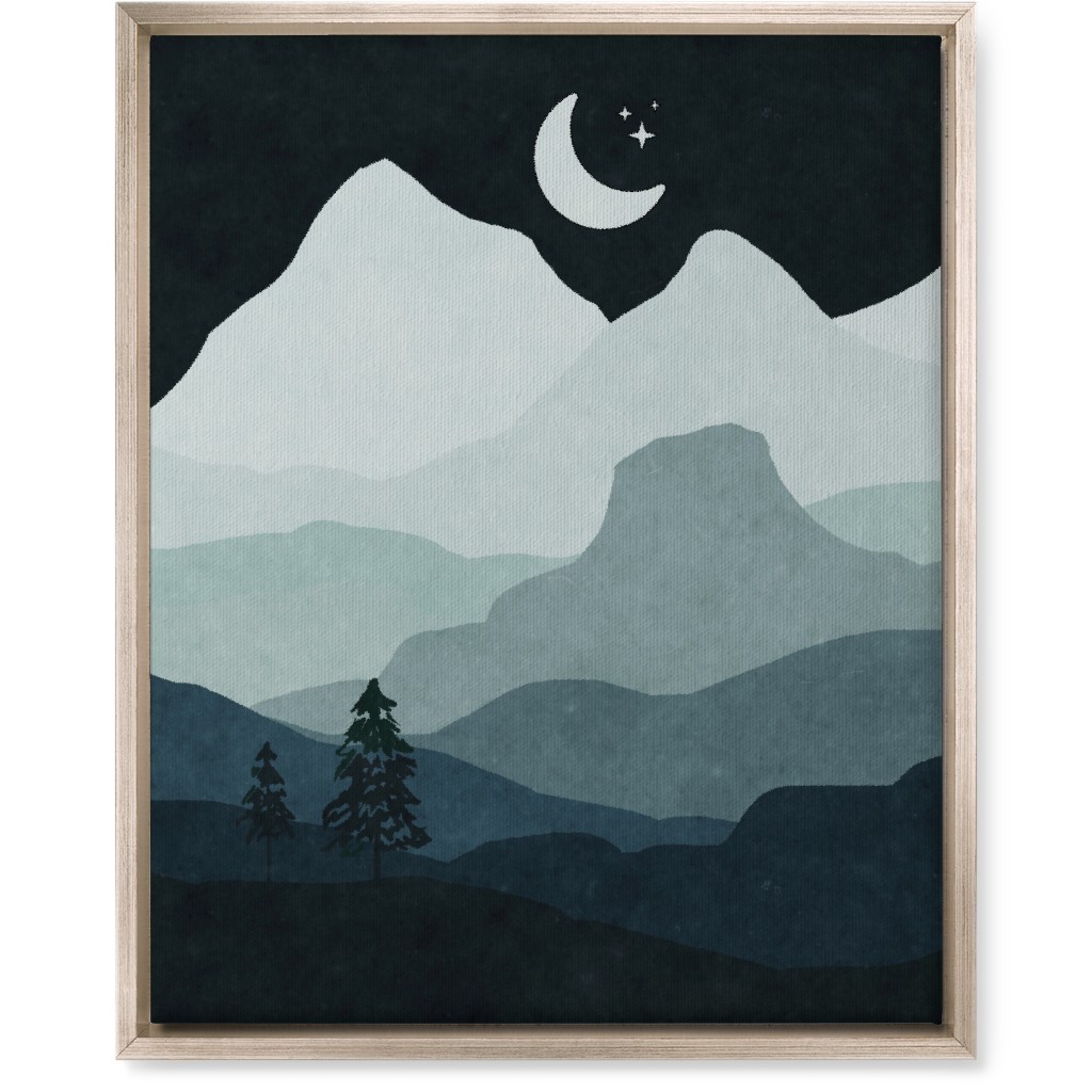 Mountain View Wall Art, Metallic, Single piece, Canvas, 16x20, Green, Silhouette