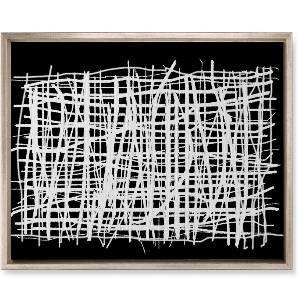Woven Abstraction - White on Black Wall Art, Metallic, Single piece, Canvas, 16x20, Black, Black