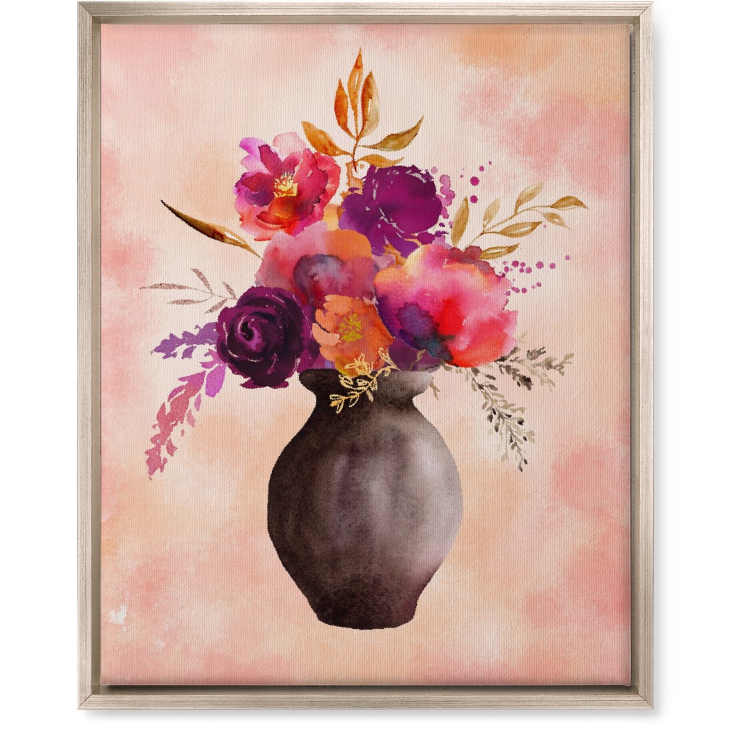 Flowers in a Vase Wall Art, Metallic, Single piece, Canvas, 16x20, Pink