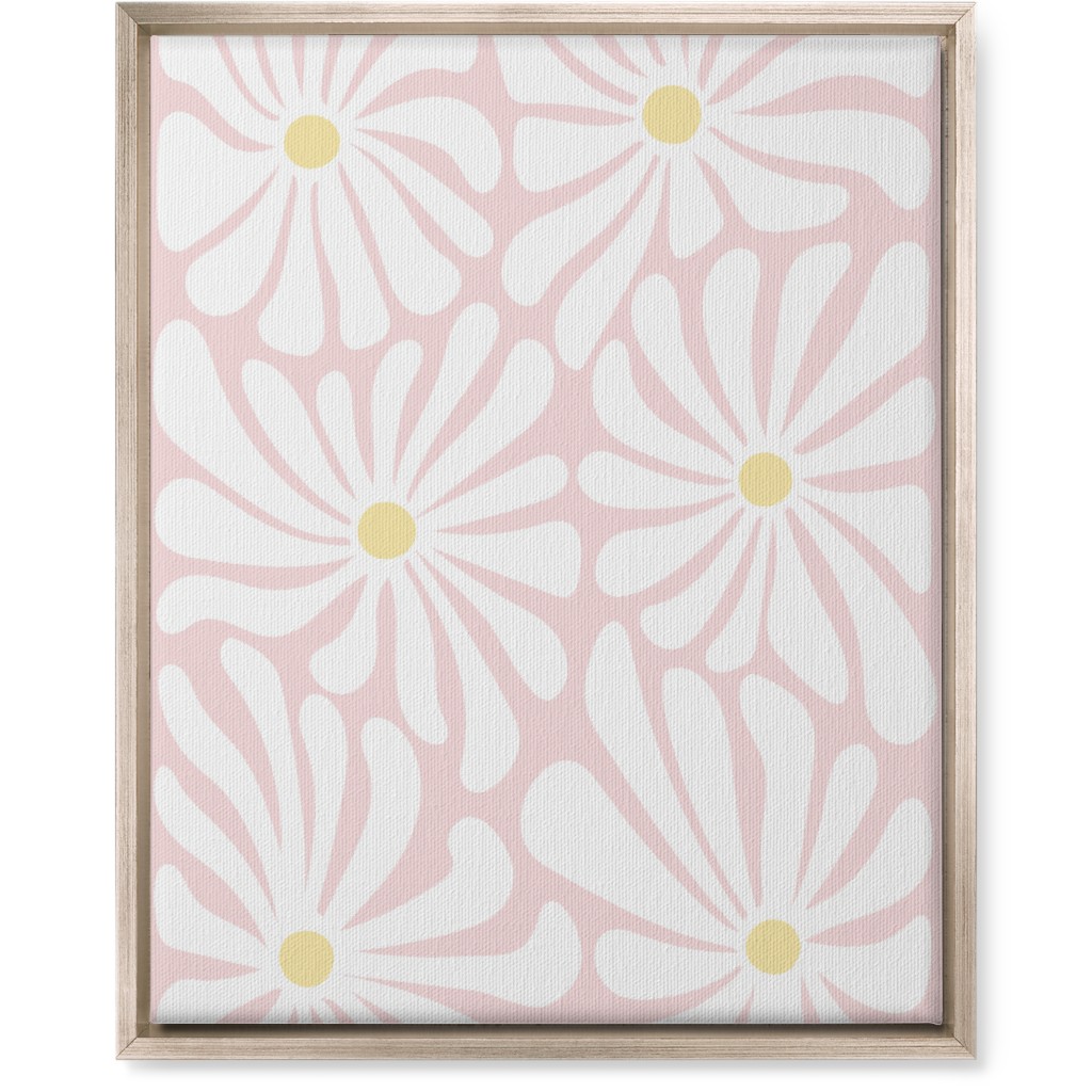 Retro Daisies Wall Art, Metallic, Single piece, Canvas, 16x20, Pink