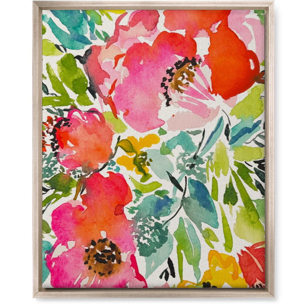 Bright Summer Florals - Multi Wall Art, Metallic, Single piece, Canvas, 16x20, Multicolor