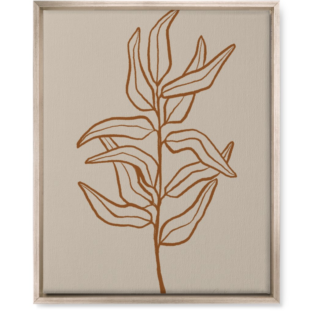Botanical Eucalyptus Branch Wall Art, Metallic, Single piece, Canvas, 16x20, Beige, Golden