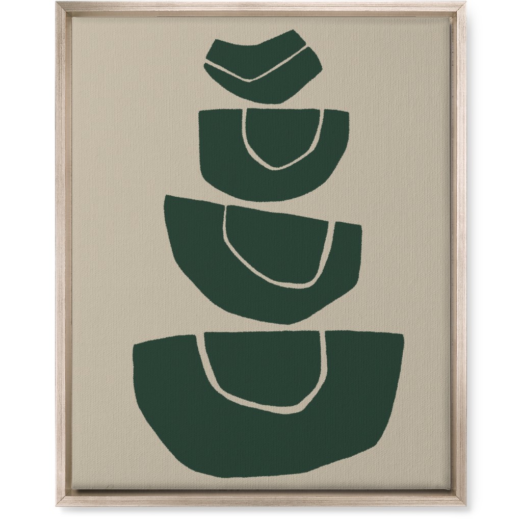 Geometric Stack Abstract Wall Art, Metallic, Single piece, Canvas, 16x20, Green, Seaweed
