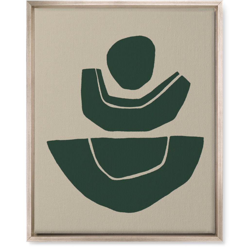 Geometric Abstract Stack Ii Wall Art, Metallic, Single piece, Canvas, 16x20, Green, Seaweed