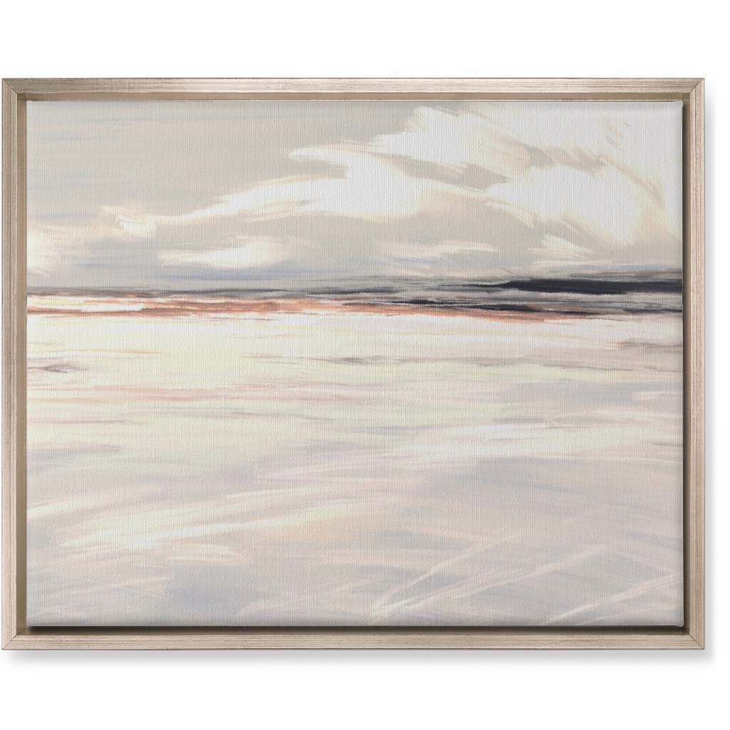 Ocean Sunset Seascape - Neutral Wall Art, Metallic, Single piece, Canvas, 16x20, Blue, True Blue