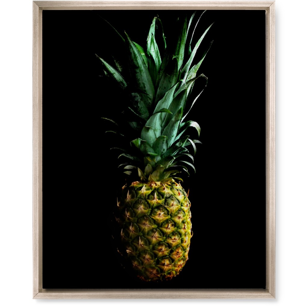 Pineapple - Yellow on Black Wall Art, Metallic, Single piece, Canvas, 16x20, Black, Black
