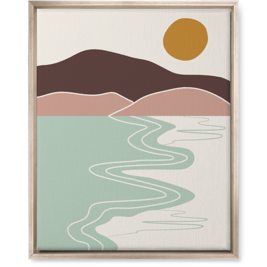 Minimal Beach - Earth Tones Multi Wall Art, Metallic, Single piece, Canvas, 16x20, Multicolor
