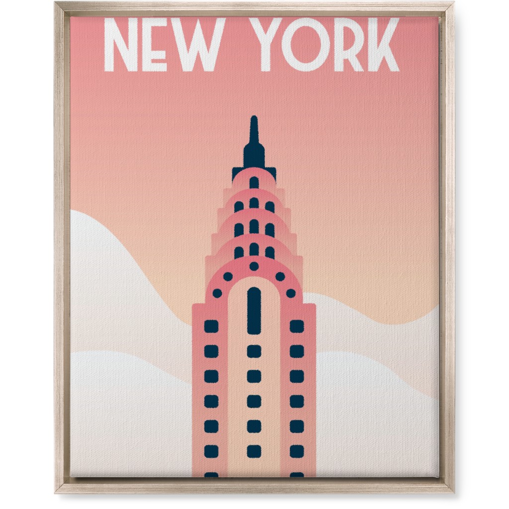 New York City Chrysler Building Wall Art, Metallic, Single piece, Canvas, 16x20, Pink