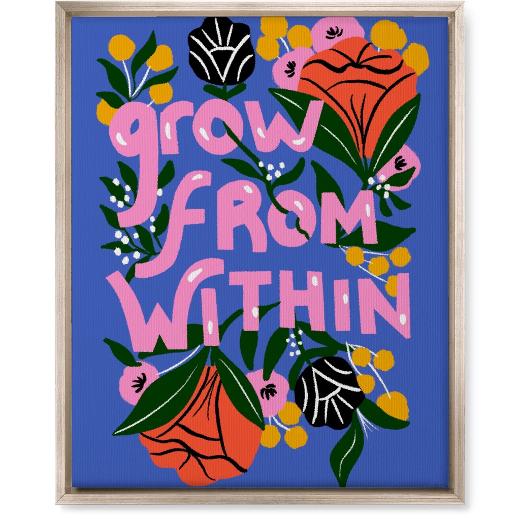Grow From Within - Multi on Blue Wall Art, Metallic, Single piece, Canvas, 16x20, Blue