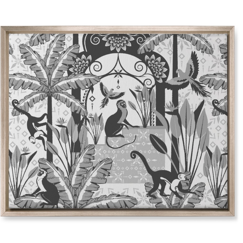 Exotic Tropical Garden Wall Art, Metallic, Single piece, Canvas, 16x20, Gray