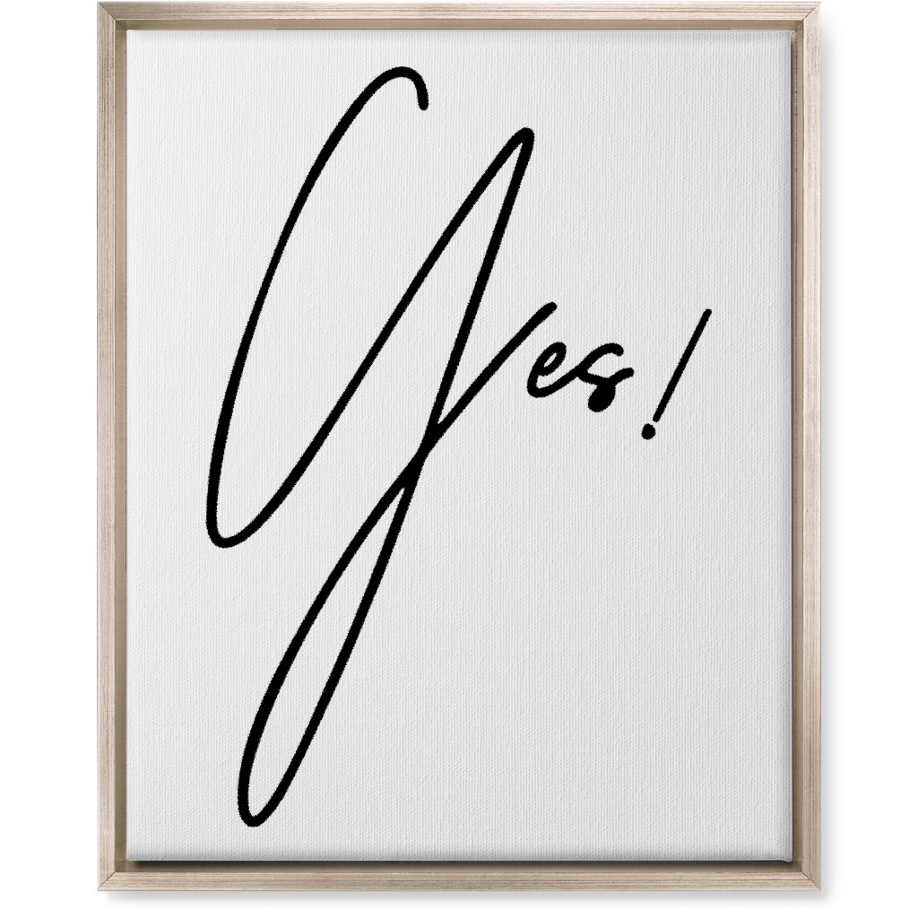 Yes! - Black and White Wall Art, Metallic, Single piece, Canvas, 16x20, White