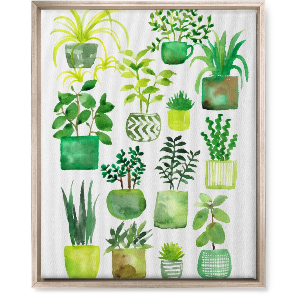House Plants - Green Wall Art, Metallic, Single piece, Canvas, 16x20, Green