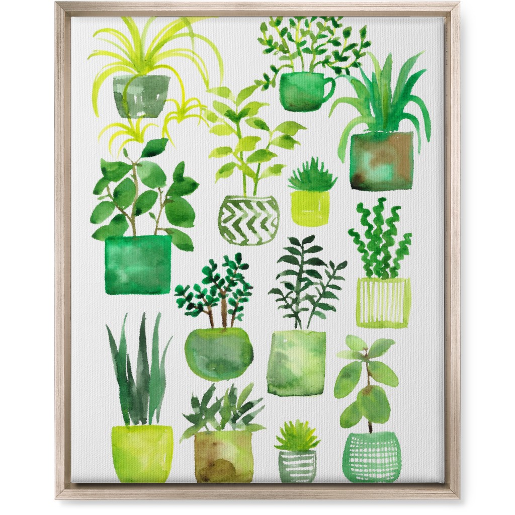 House Plants - Green Wall Art, Metallic, Single piece, Canvas, 16x20, Green, Classic Green
