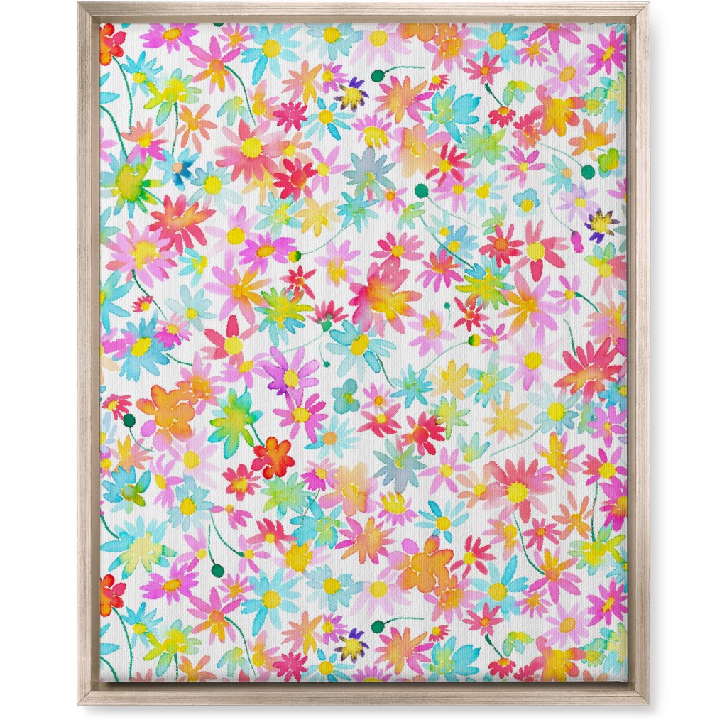 Spring Watercolor Daisies - Multi Wall Art, Metallic, Single piece, Canvas, 16x20, Multicolor