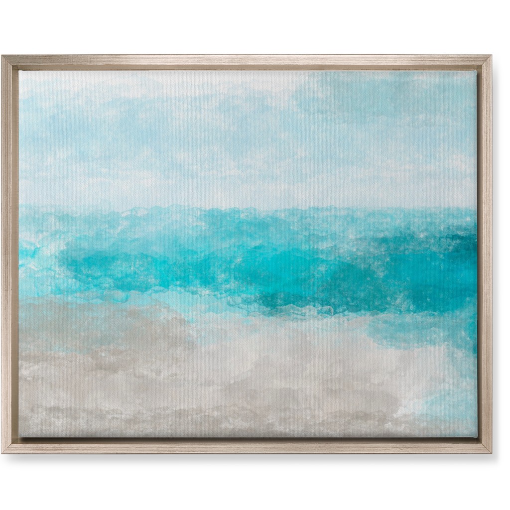 Beach Painting - Blue and Tan Wall Art, Metallic, Single piece, Canvas, 16x20, Blue