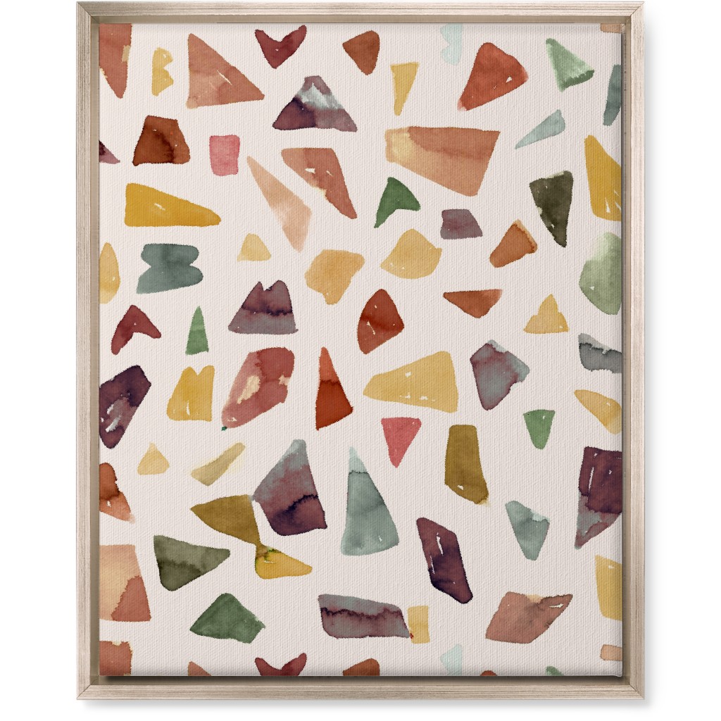 Watercolor Terrazzo - Neutral Wall Art, Metallic, Single piece, Canvas, 16x20, Beige, Pearl