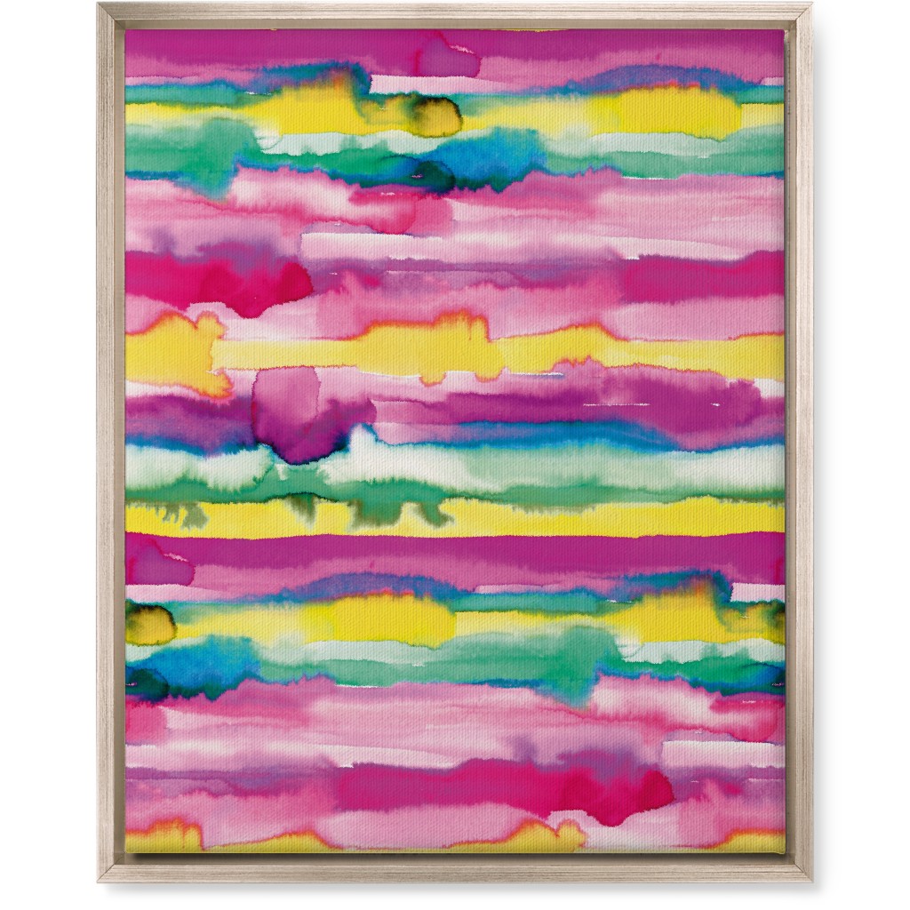 Gradient Watercolor Stripes - Multi Wall Art, Metallic, Single piece, Canvas, 16x20, Multicolor