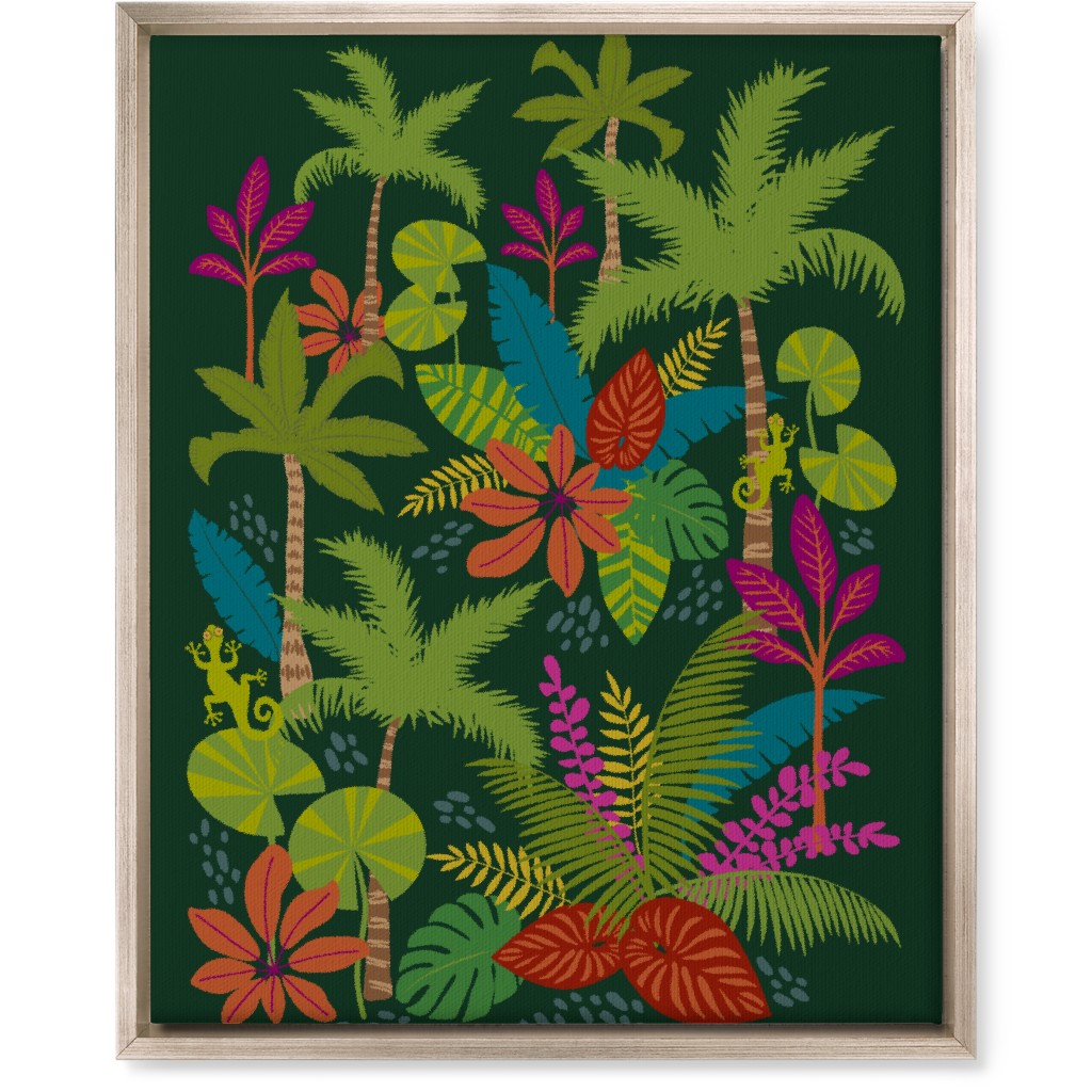 Night in the Tropics - Green Wall Art, Metallic, Single piece, Canvas, 16x20, Green, Classic Green