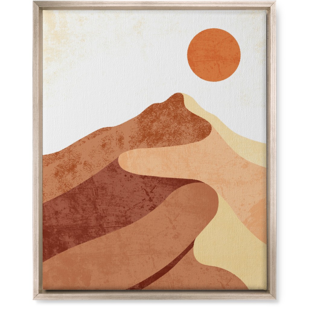 Desert Landscape - Earthy Warm Tones Wall Art, Metallic, Single piece, Canvas, 16x20, Orange, Orange