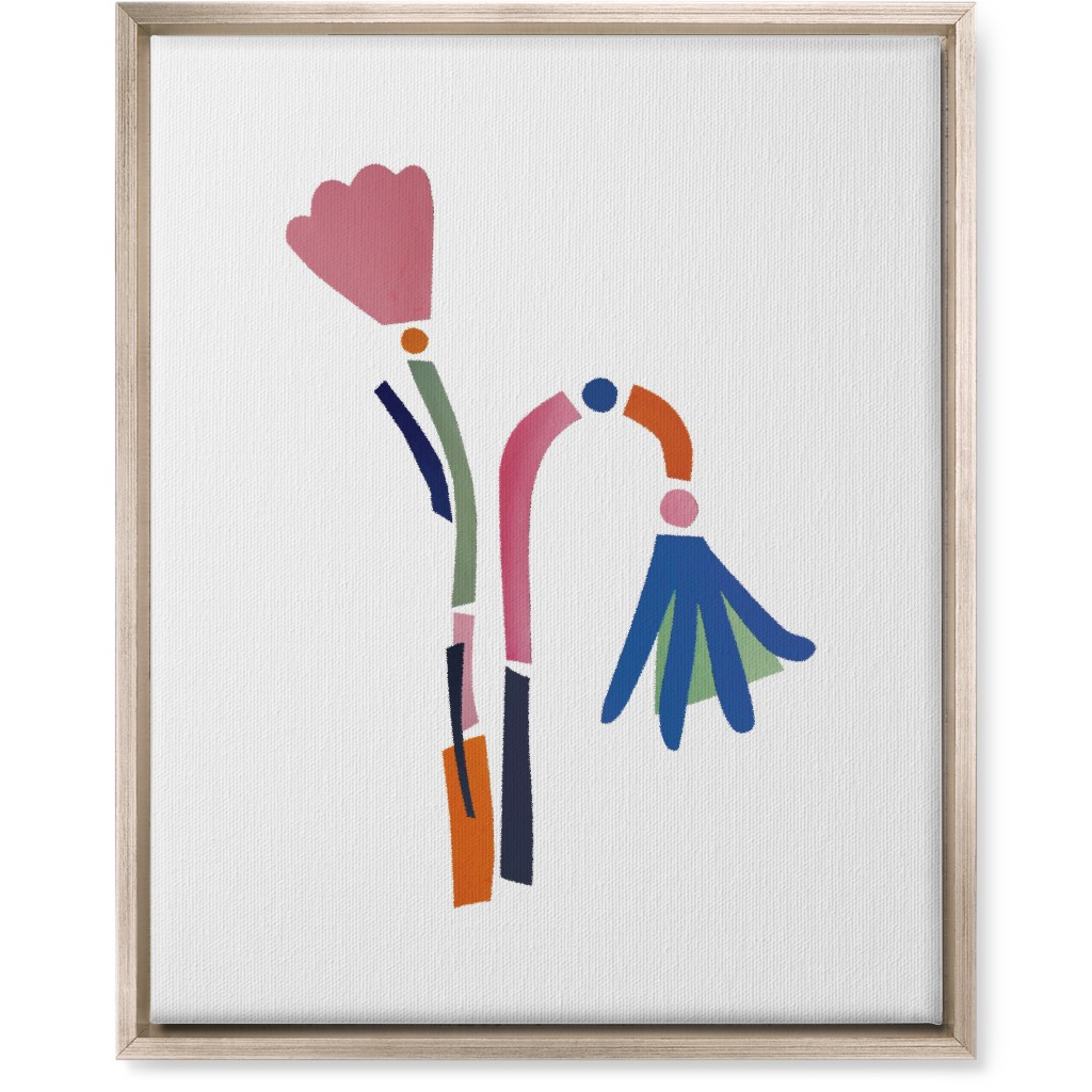 Flowerbed Bouquet - Multi on White Wall Art, Metallic, Single piece, Canvas, 16x20, Multicolor