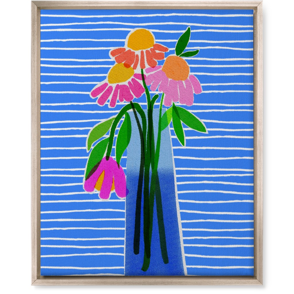 Santorini - Blue Wall Art, Metallic, Single piece, Canvas, 16x20, Blue, True Blue