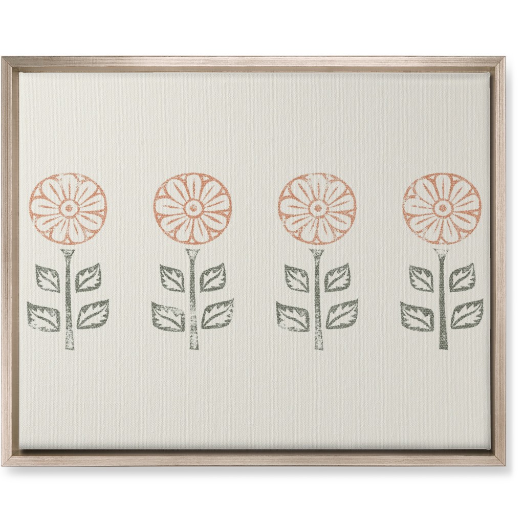 Floral Block Print Ii Wall Art, Metallic, Single piece, Canvas, 16x20, Pink