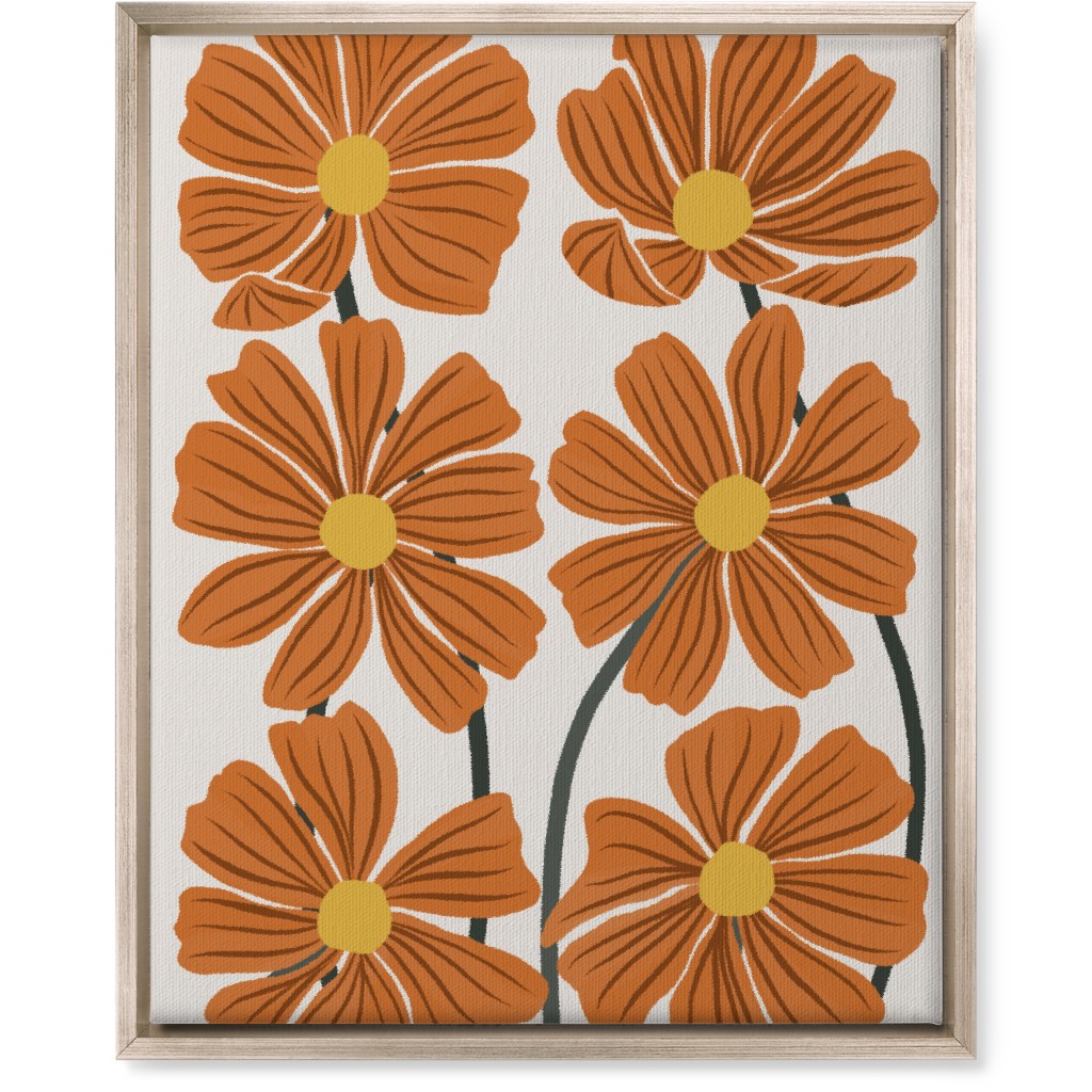 Botanical Cosmos Flowers Wall Art, Metallic, Single piece, Canvas, 16x20, Orange, Nutmeg