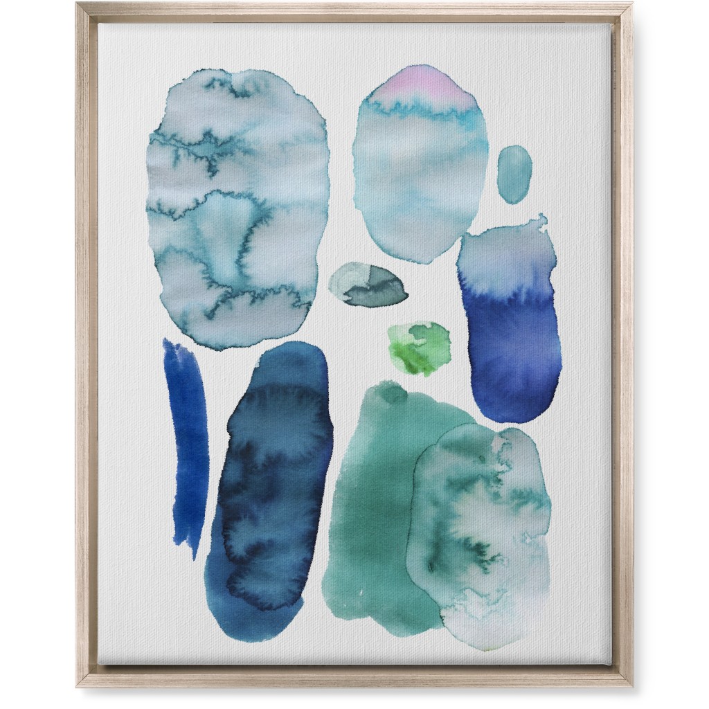 Watercolor Abstract Scandi - Blue and Green Wall Art, Metallic, Single piece, Canvas, 16x20, Blue