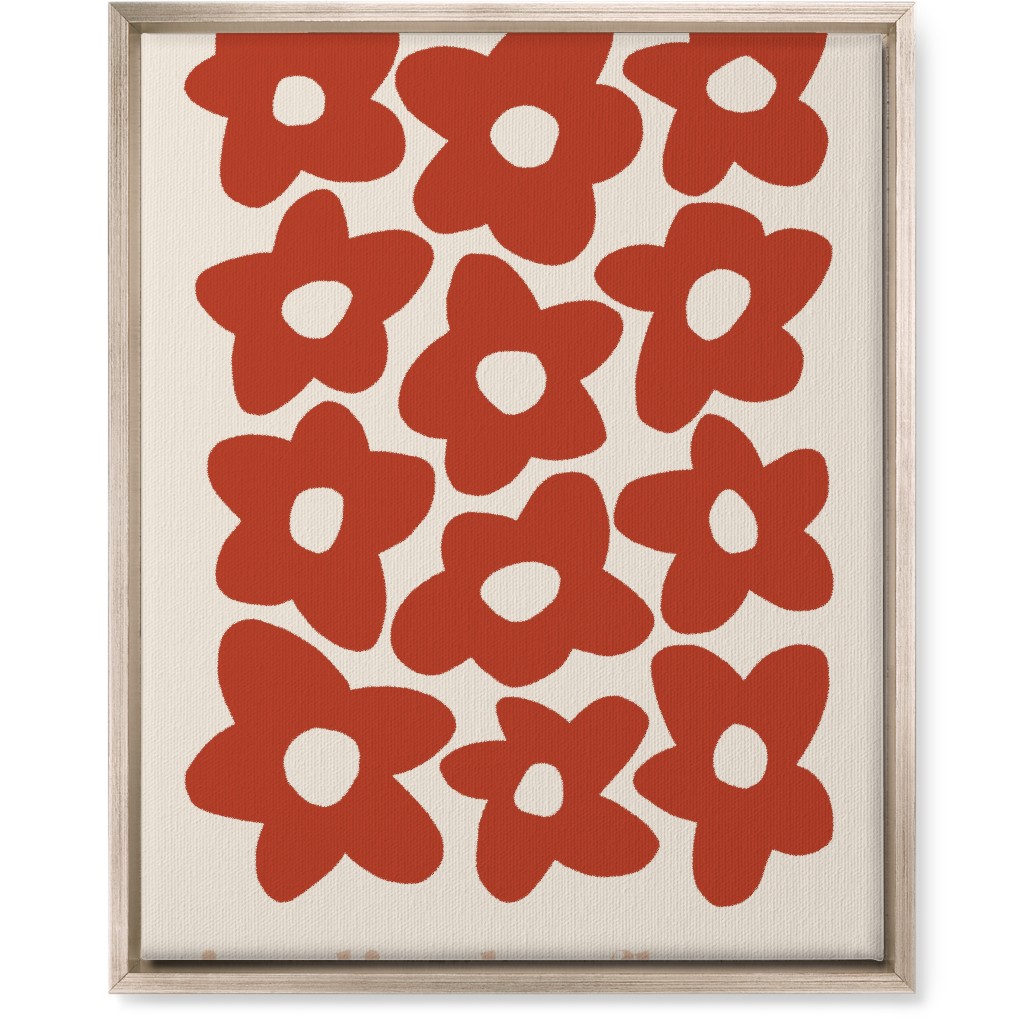 Botanical Graphic Retro Flower Garden Wall Art, Metallic, Single piece, Canvas, 16x20, Red, Cinnamon