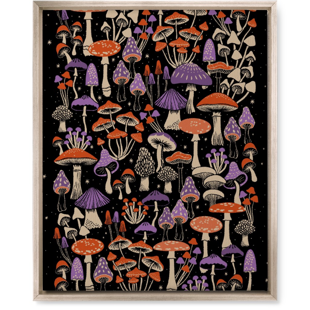 Mushrooms and Stars Wall Art, Metallic, Single piece, Canvas, 16x20, Purple