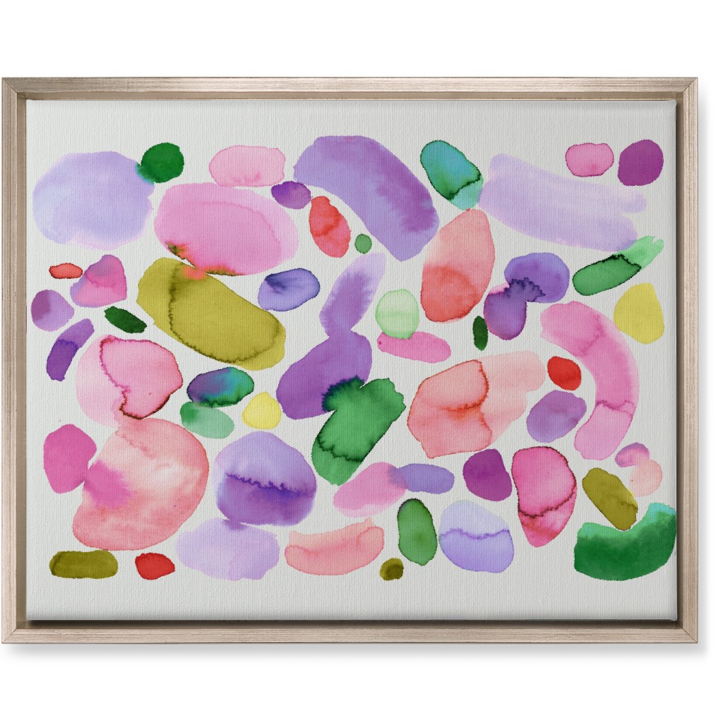 Summer Joy Watercolor Abstract - Pink Wall Art, Metallic, Single piece, Canvas, 16x20, Multicolor