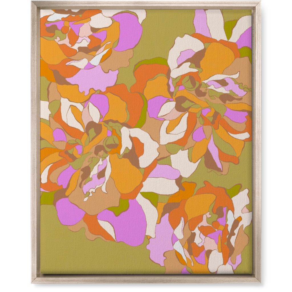 Maxi Boho Peonies Wall Art, Metallic, Single piece, Canvas, 16x20, Orange