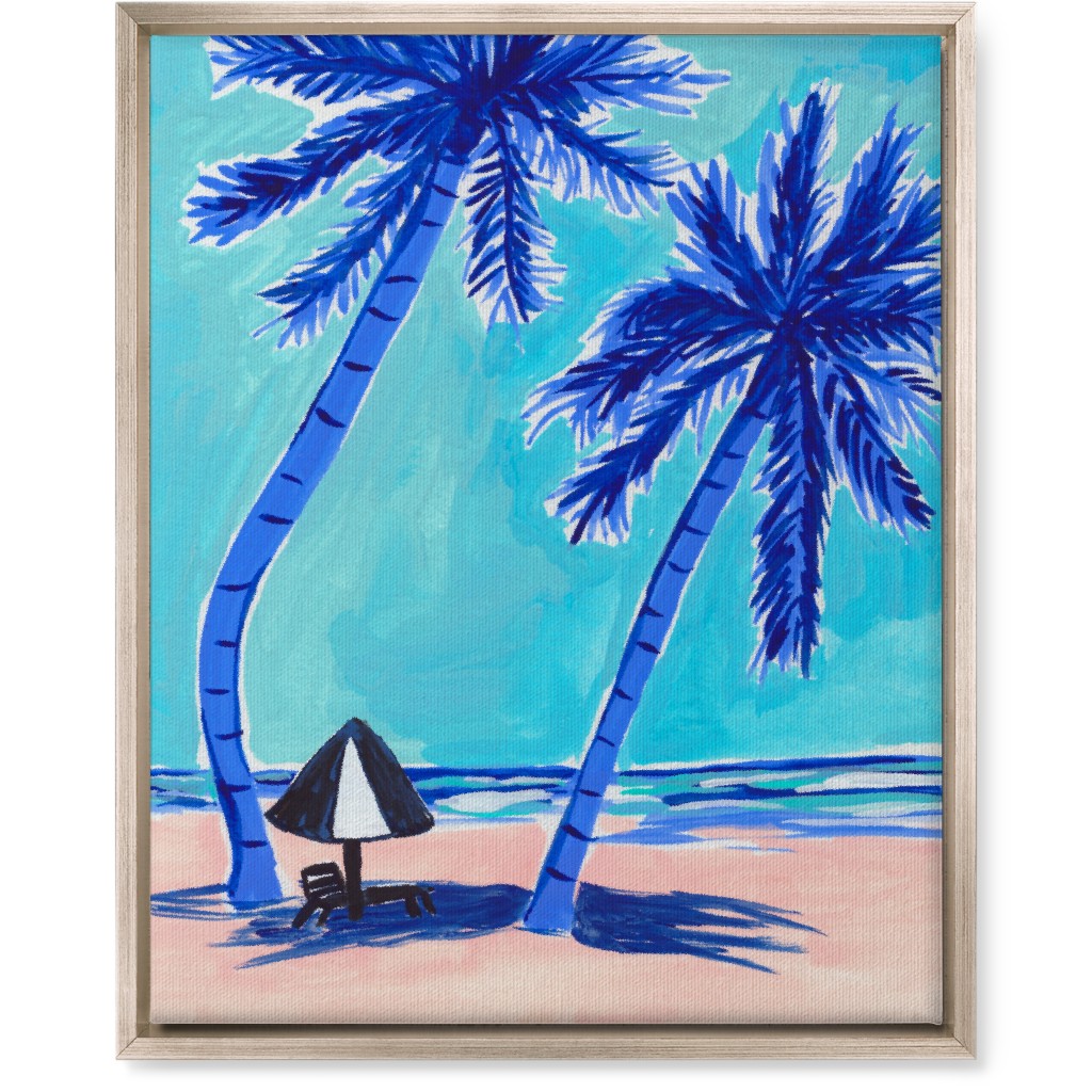 Beach Side - Blue and Beige Wall Art, Metallic, Single piece, Canvas, 16x20, Blue