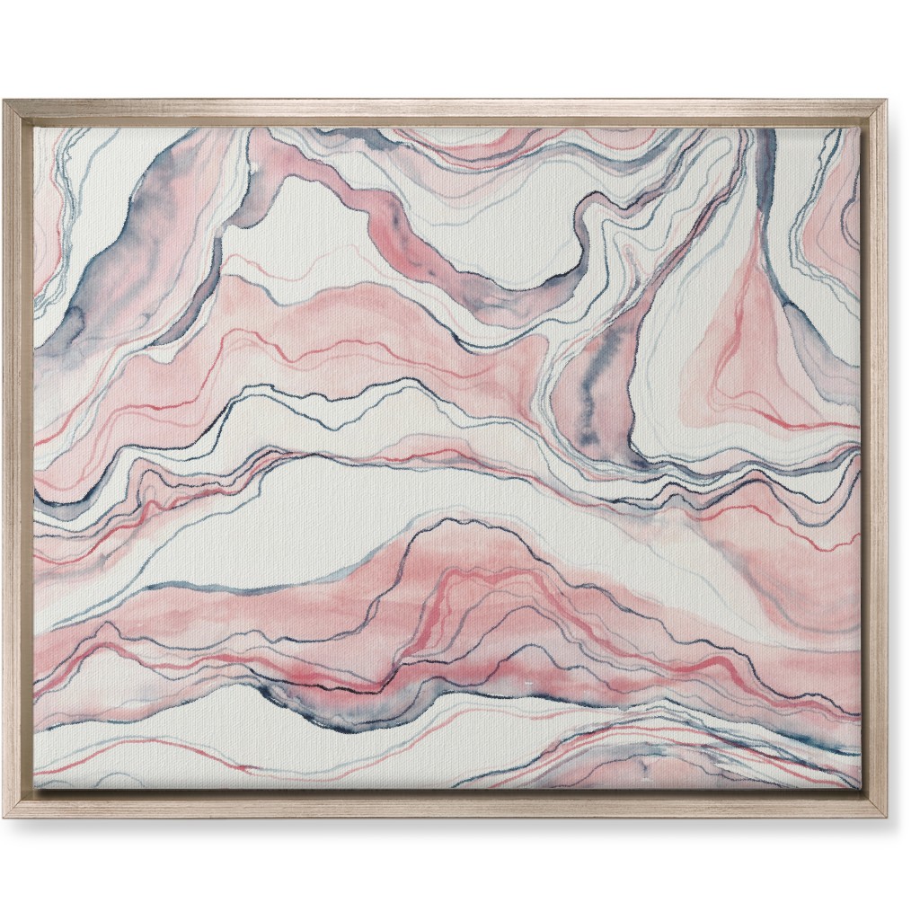 Watercolor Marble Wall Art, Metallic, Single piece, Canvas, 16x20, Pink