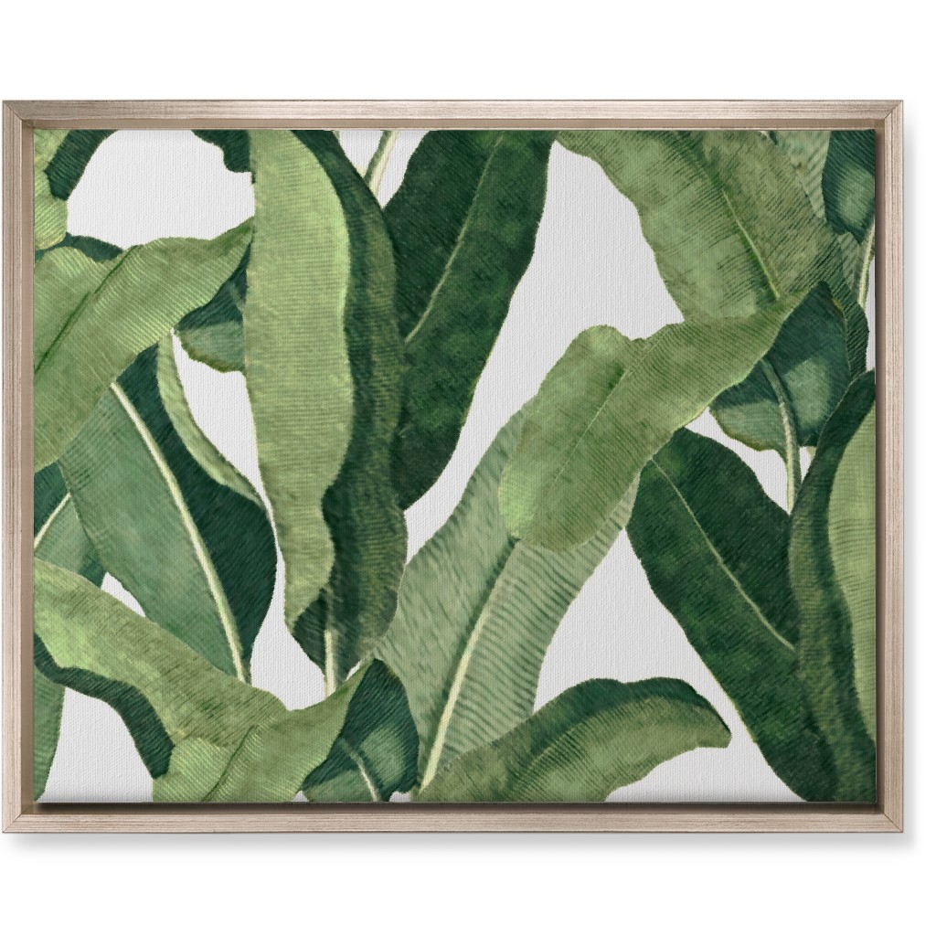 Tropical Leaves - Greens on White Wall Art, Metallic, Single piece, Canvas, 16x20, Green, Classic Green