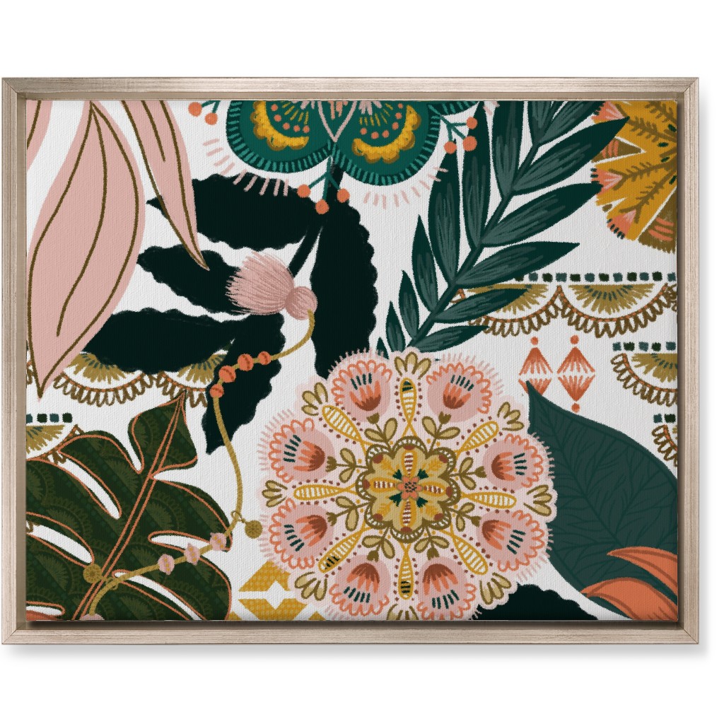 Boho Tropical Wall Art, Metallic, Single piece, Canvas, 16x20, Multicolor